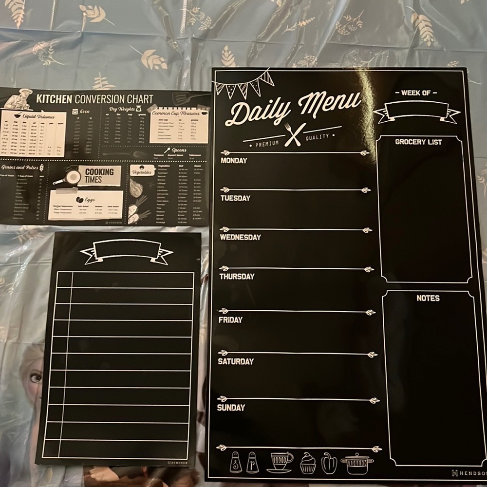 Kitchen Menu and conversion chart